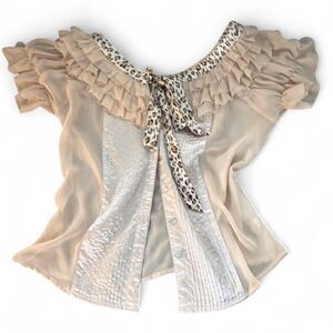 Unbranded Women's Cream and Tan Blouse